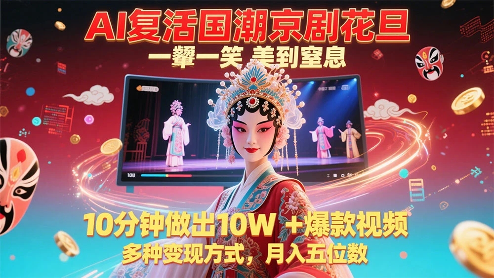 AI 复活国潮京剧花旦，10 分钟做出 10W+ 爆款视频，多种变现方式