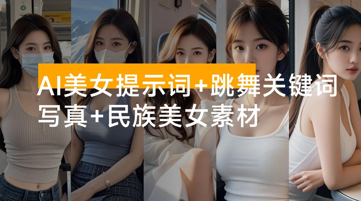 AI 美女提示词 + 写真 + AI 舞蹈跳舞动作关键词 + 民族美女素材（共 17.6 GB）