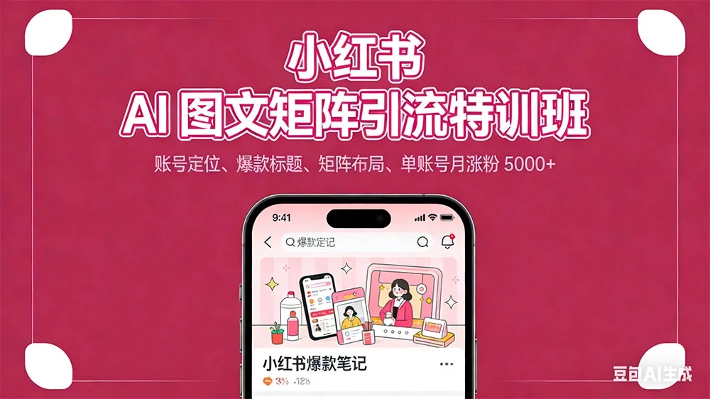 小红书 AI 图文矩阵引流特训班：账号定位、爆款标题、矩阵布局、单账号月涨粉 5000+