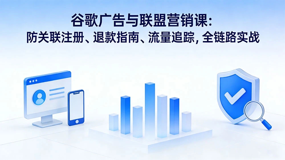 谷歌广告与联盟营销课：防关联注册、退款指南、流量追踪，全链路实战