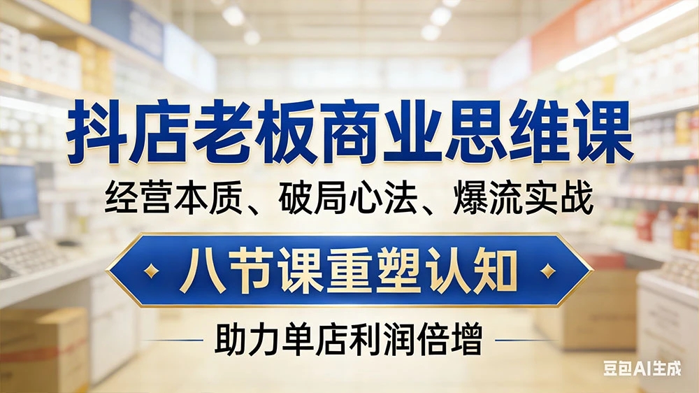 抖店老板商业思维课，经营本质、破局心法、爆流实战，八节课重塑认知，助力单店利润倍增